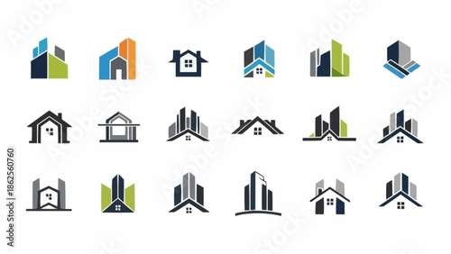 Collection of Real Estate and Construction Logo Designs.