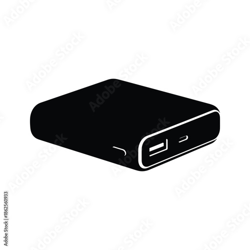 Compact black portable charger Vector