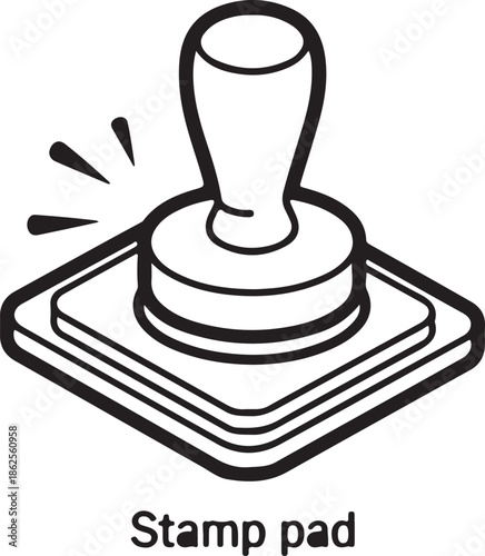 Simple Black and White Line Art Stamp Illustration Depicting Official Document Authentication