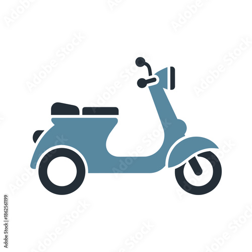 Blue scooter parked Vector