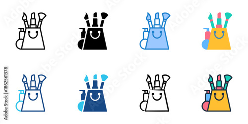 Cosmetics store icons set multiple style collection. Editable stroke 
