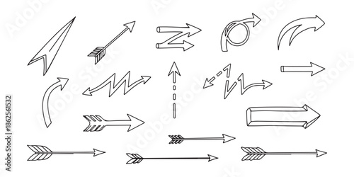 set of hand drawn tools