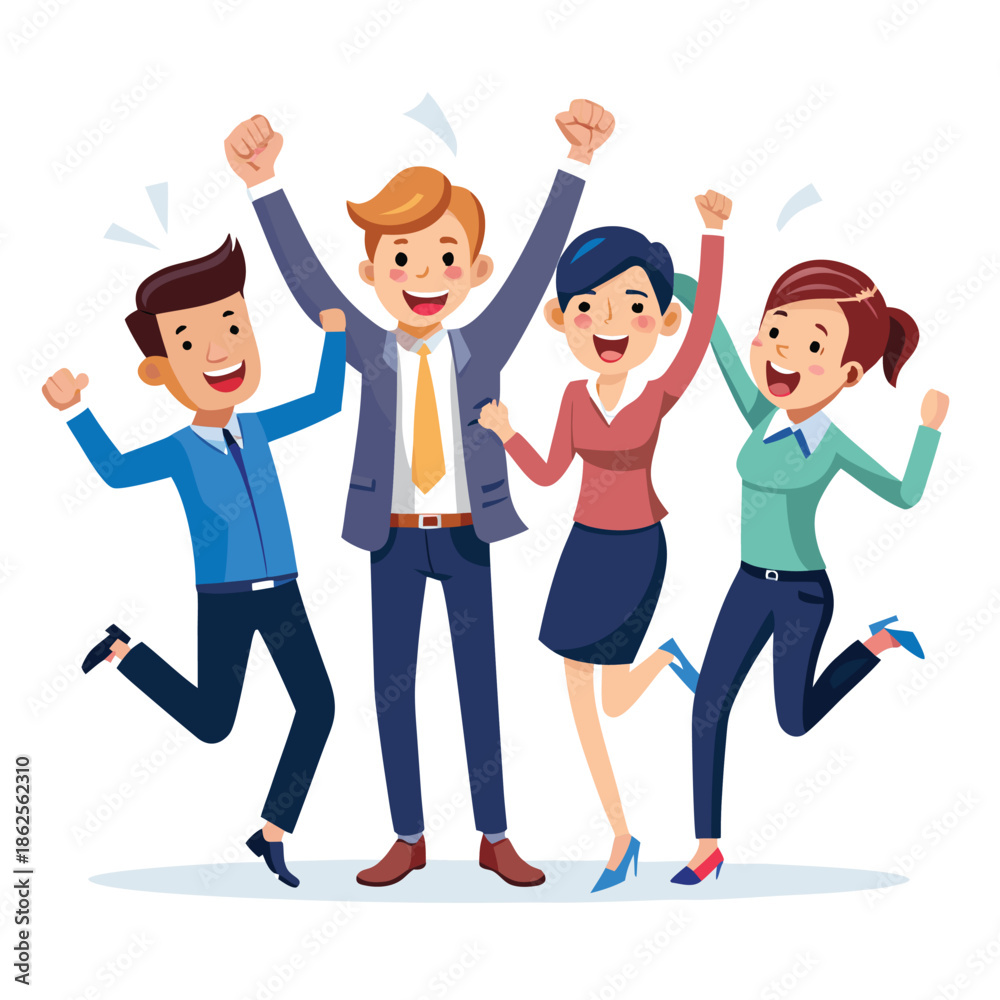 Fototapeta premium Group of happy people giving thumbs up illustration