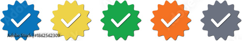 Verified Badge Icon Set Profile Verified and Guaranteed Symbols Vector Illustration.