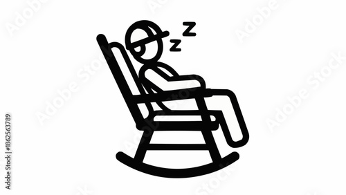 Person sleeping peacefully in a rocking chair icon.