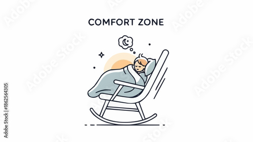 Person relaxing in a rocking chair feeling comfortable and safe.