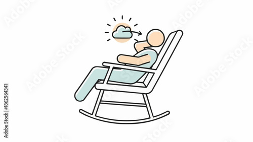 Person relaxing in rocking chair thinking about dreams.