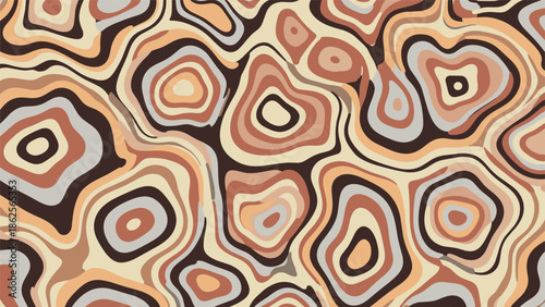 Abstract marble pattern with wavy organic lines in earth tones of brown beige and grey resembling natural agate texture.