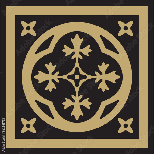 Vector gold and black ancient Roman ornament elements. Classic European parts of patterns. Lili and Krovns