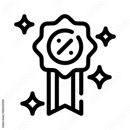 badge with ribbon line icon