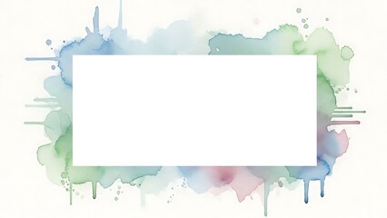 Watercolor rectangle frame with colorful background.