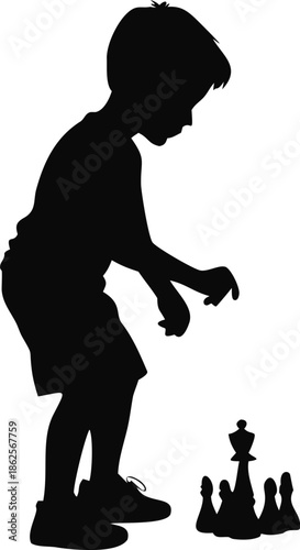 Silhouette Of A Boy Playing Chess