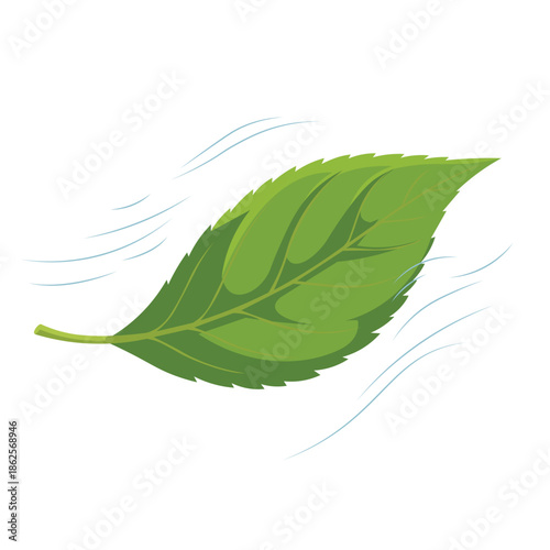 Windy Green Leaf Vector Nature Motion Illustration