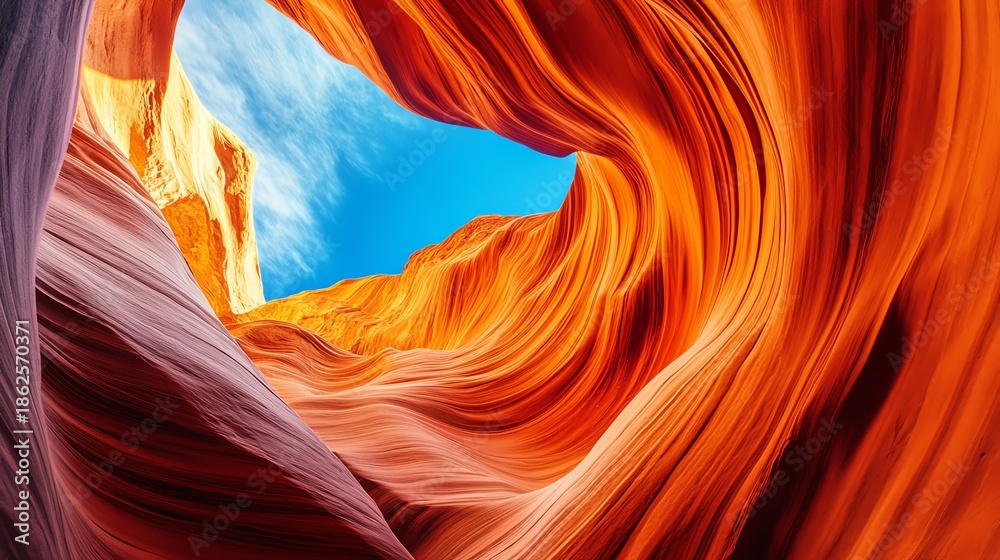 Fototapeta premium Colorful sandstone formation with blue sky.