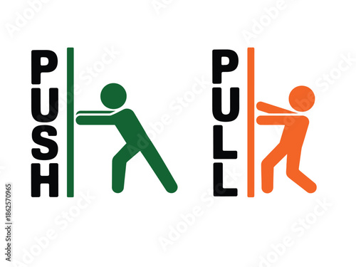 Push and Pull Concept Icon Teamwork Effort Force Vector Illustration