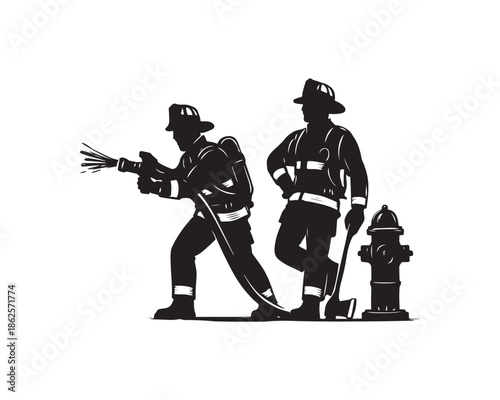firefighters silhouette, firefighter team silhouette, group of firefighters vector, fire rescue team illustration, fire crew vector collection set, firefighters silhouette, firefighter team silhouette