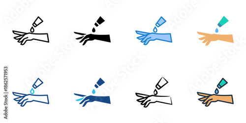 Hand cream icons set multiple style collection. Editable stroke 
