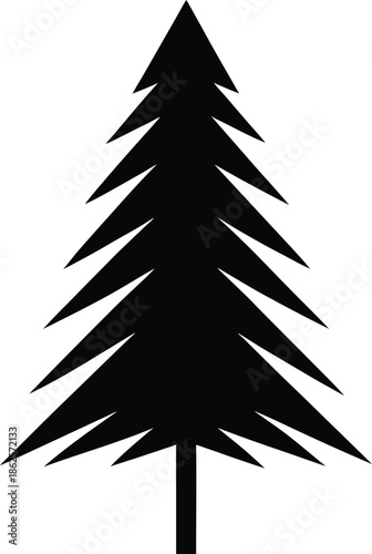 Minimalist Pine Tree Silhouette Vector Solid Black 1
