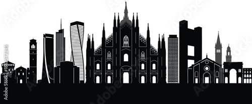 Decorative vintage wrought iron gate illustration with ornamental scrollwork header and footer and horizontal looped side panels in black line art