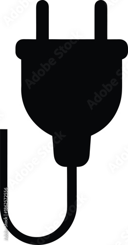 Black electric plug silhouette vector graphic 4
