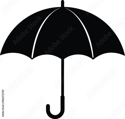 Minimalist black umbrella silhouette vector graphic 1
