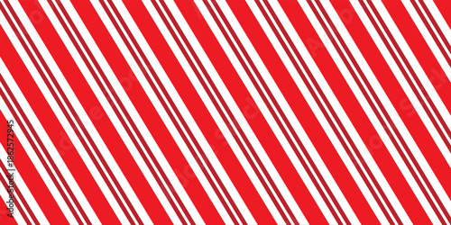 Candy cane Christmas background, peppermint diagonal stripes print seamless pattern