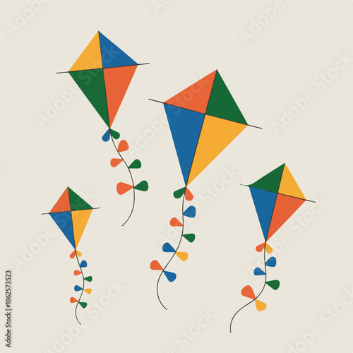 Vibrant Kite Festival Illustration with Colorful Flying Kites