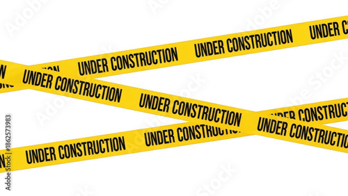 Yellow under construction tape warning area