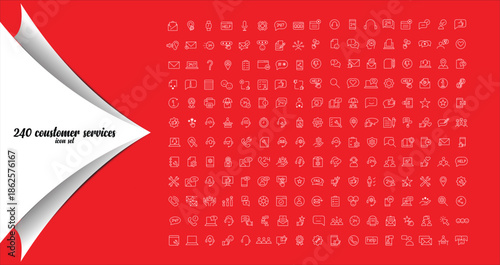 240 Customer Service Line Icons Collection