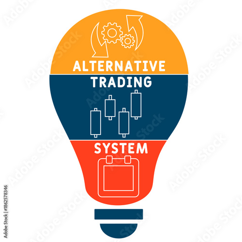 ATS - Alternative trading system  acronym. business concept background. vector illustration concept with keywords and icons. lettering illustration with icons for web banner, flyer, landing	