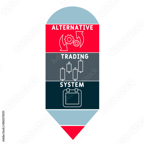 ATS - Alternative trading system  acronym. business concept background. vector illustration concept with keywords and icons. lettering illustration with icons for web banner, flyer, landing	