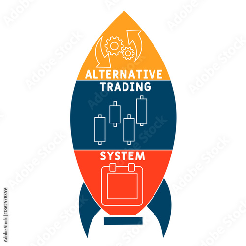 ATS - Alternative trading system  acronym. business concept background. vector illustration concept with keywords and icons. lettering illustration with icons for web banner, flyer, landing	