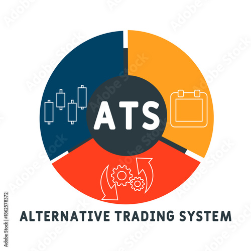 ATS - Alternative trading system  acronym. business concept background. vector illustration concept with keywords and icons. lettering illustration with icons for web banner, flyer, landing	