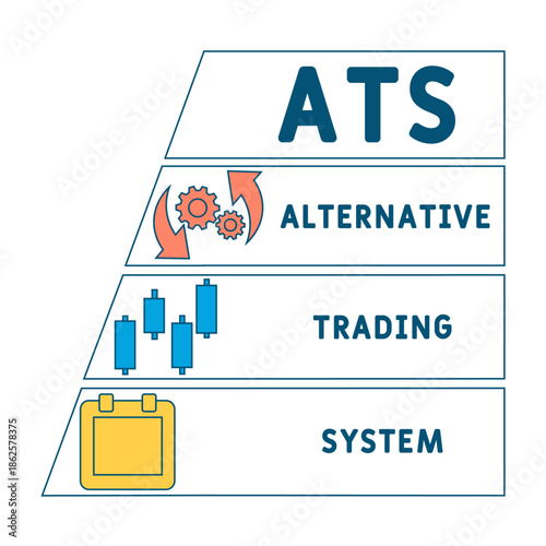 ATS - Alternative trading system  acronym. business concept background. vector illustration concept with keywords and icons. lettering illustration with icons for web banner, flyer, landing	