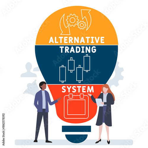 ATS - Alternative trading system  acronym. business concept background. vector illustration concept with keywords and icons. lettering illustration with icons for web banner, flyer, landing	