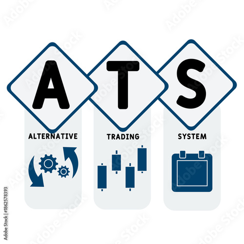ATS - Alternative trading system  acronym. business concept background. vector illustration concept with keywords and icons. lettering illustration with icons for web banner, flyer, landing	
