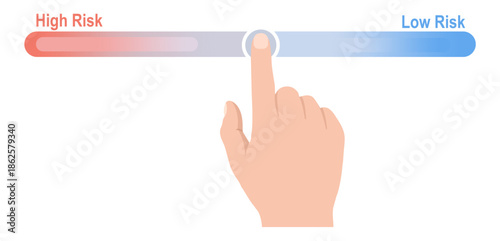 Risk Level Slider from High to Low – Investment Decision and Risk Management Concept Vector Illustration