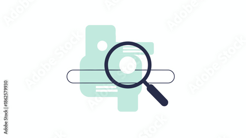 Magnifying glass over search bar with printer icon.
