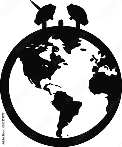 Clock Silhouette For Earth Hour.