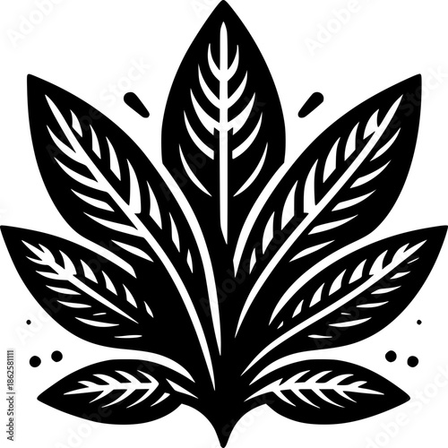 Leaf Illustration: A stylized leaf, with detailed vein structures and an artistic, minimalistic design, perfect for projects seeking a touch of nature-inspired elegance.