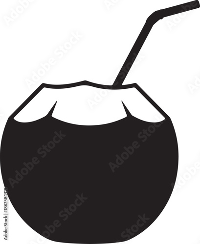 Coconut drink with straw