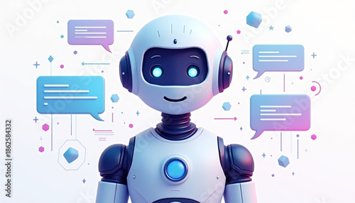 Friendly AI Chatbot Assistant for Customer Support and Digital Communication Vector