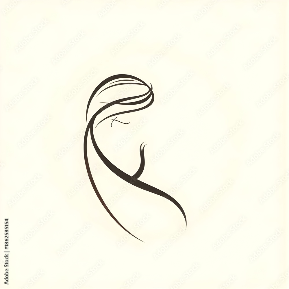 Obraz premium Elegant minimalist line art capturing the serene profile of a woman in graceful contemplation