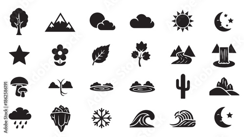 Weather Forecast Icons on White Background