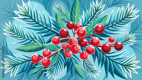 Festive berries and pine branches design