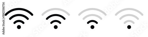 Wi-Fi icons. wifi sign collection with signal strength level. Transparent PNG and vector