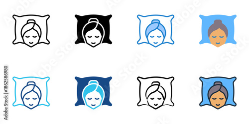 Beauty sleep icons set multiple style collection. Editable stroke 
