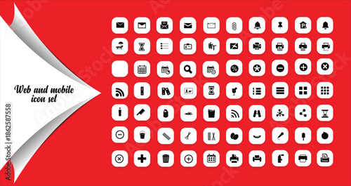 Flat Black Web and Mobile Icon Set Collection