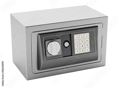 Steel safe on transparent background. 3D illustration