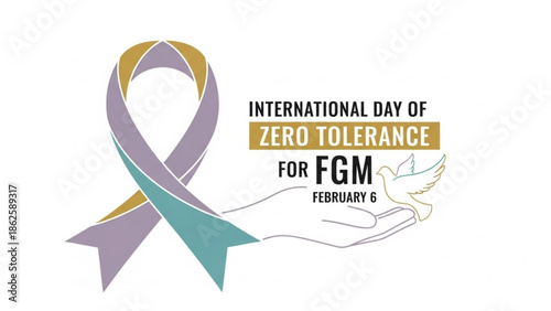 Zero Tolerance for FGM Awareness Ribbon on Hand International Day February 6